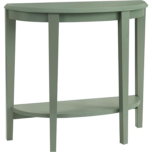 Homes: Inside + Out Payne Modern Half Moon Accent Console Table with Storage Shelf, Decorative Entryway Furniture for Living Room, Hallway, Entrance, Small Spaces, Sage Green