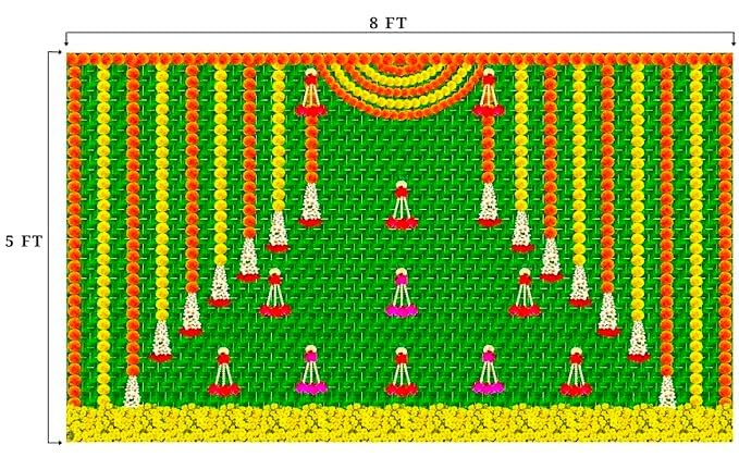 Image of Banana Leaf Design Backdrop Decoration Pooja Cloth (5 * 8 FT) (Banana 10)