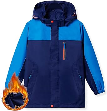 Boys' Lightweight Rain Jacket Quick Dry Waterproof Hooded Coat