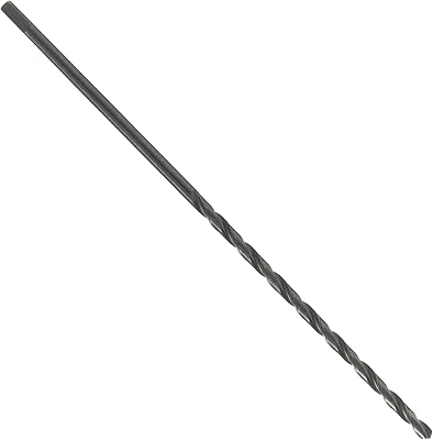 Precision Twist R09 High Speed Steel Long Length Drill Bit, Black Oxide Finish, Round Shank with Tang, Spiral Flute, 118 Degree Conventional Point, 9/32