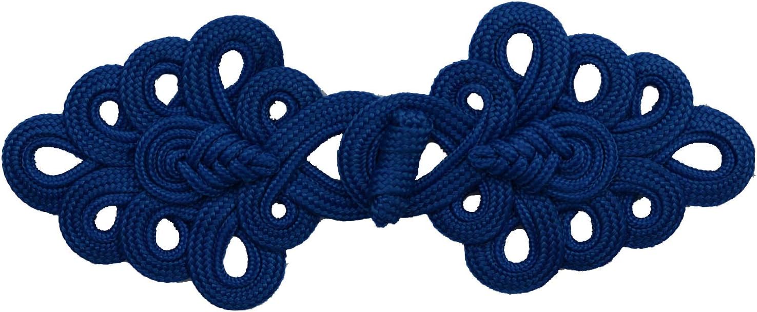 LYRACCES Extra Large Braid Knit Chinese Frog Fasteners Knot Closure Sewing Buttons Cloth 8in 1pair (Royal Blue)