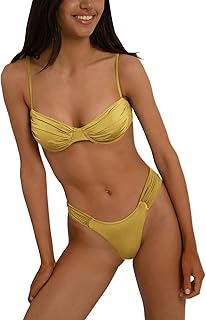 Maiô feminino plus size duas peças dividido biquíni feminino sexy Sling frente única maiô dividido sólido