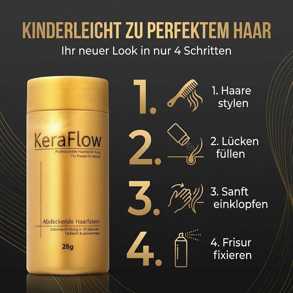 STREUHAAR 28g – Schütthaar zur Haarverdichtung für Herren & Damen – Haarpuder Ansatz für dichteres Haar bei dünnem Haar & kahlen Stellen – natürliches Volumen – Mittelbraun