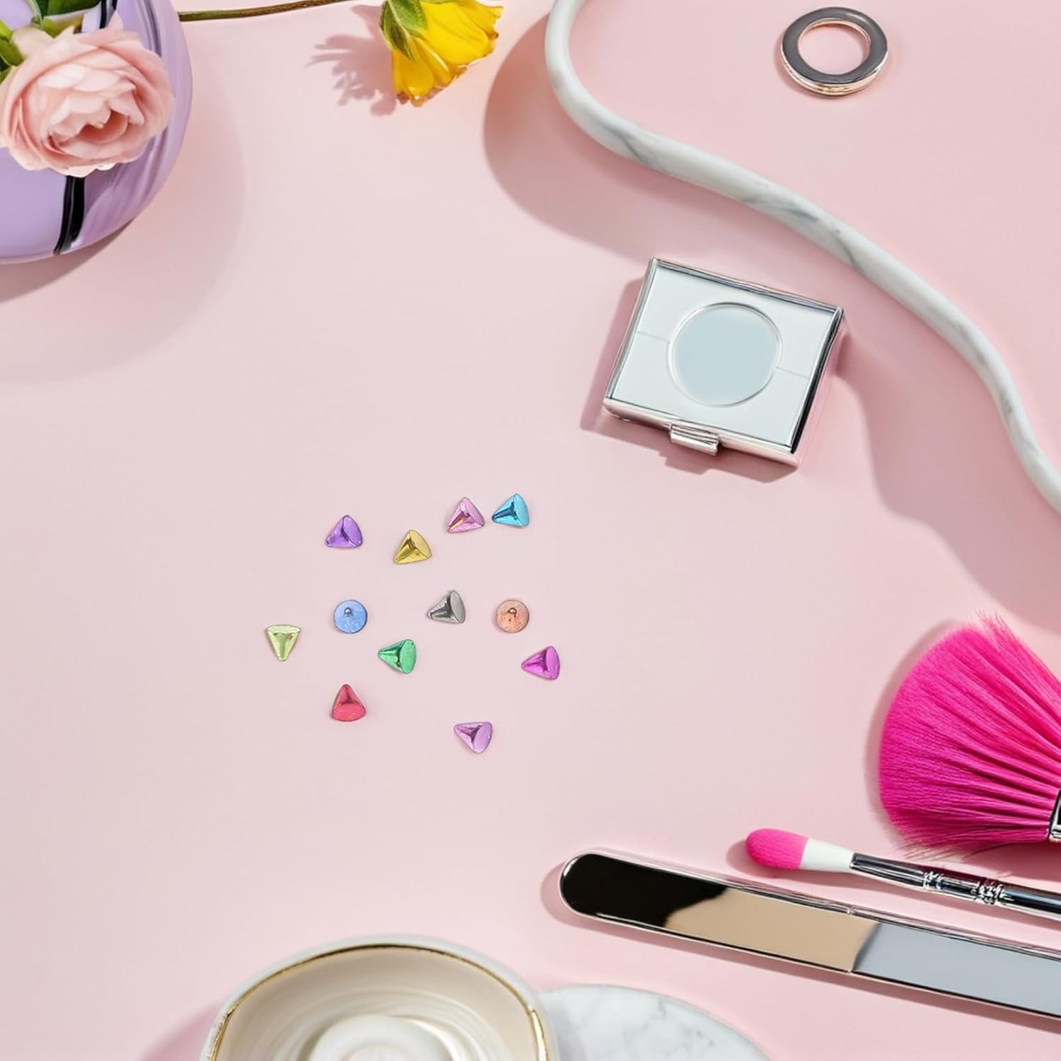 Mipcase Punk Nail Studs and Special Occasions 4 Boxes Metal Accessories 12-grid Box with Gold Silver Multi-color Cone Rivet Charms Featuring Versatile Application for DIY Manicure