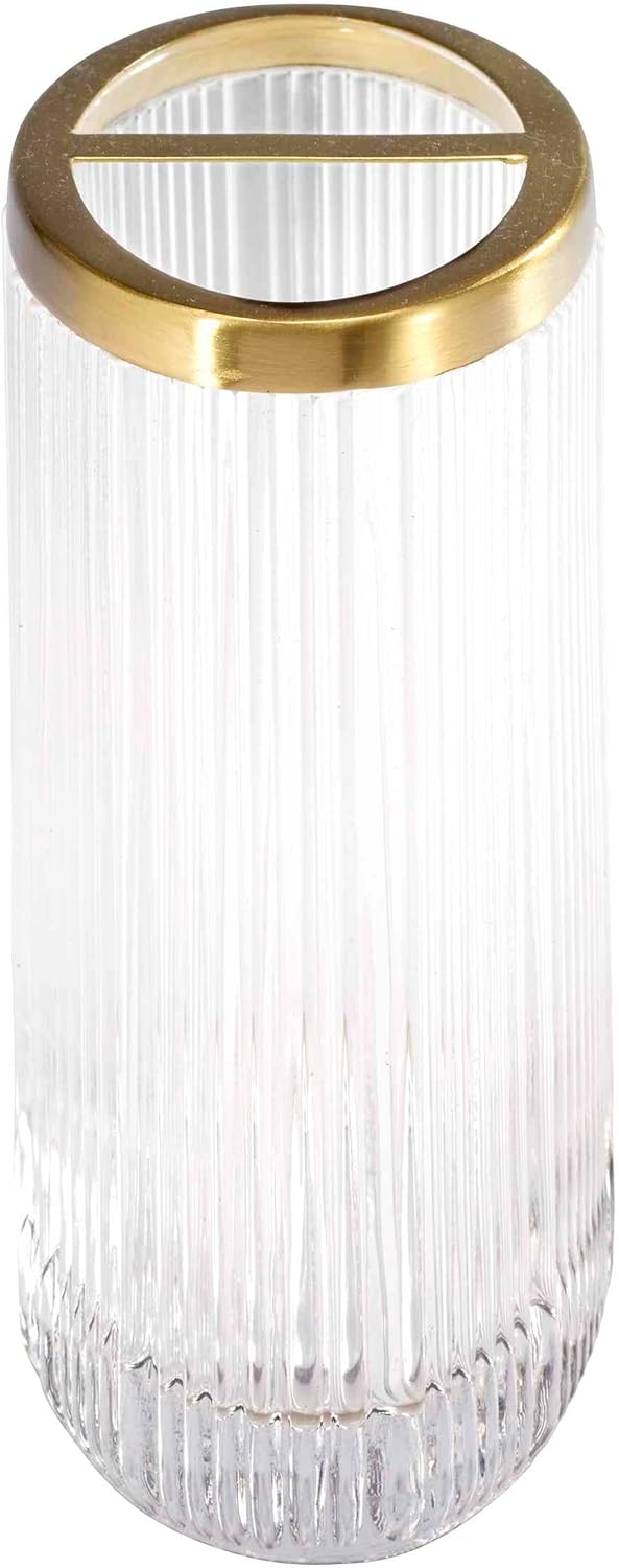 Nicole Miller - Bathroom Set, 4pc Glass Countertop Accessories, Dorm Room Essentials (Louise Collection, Clear)