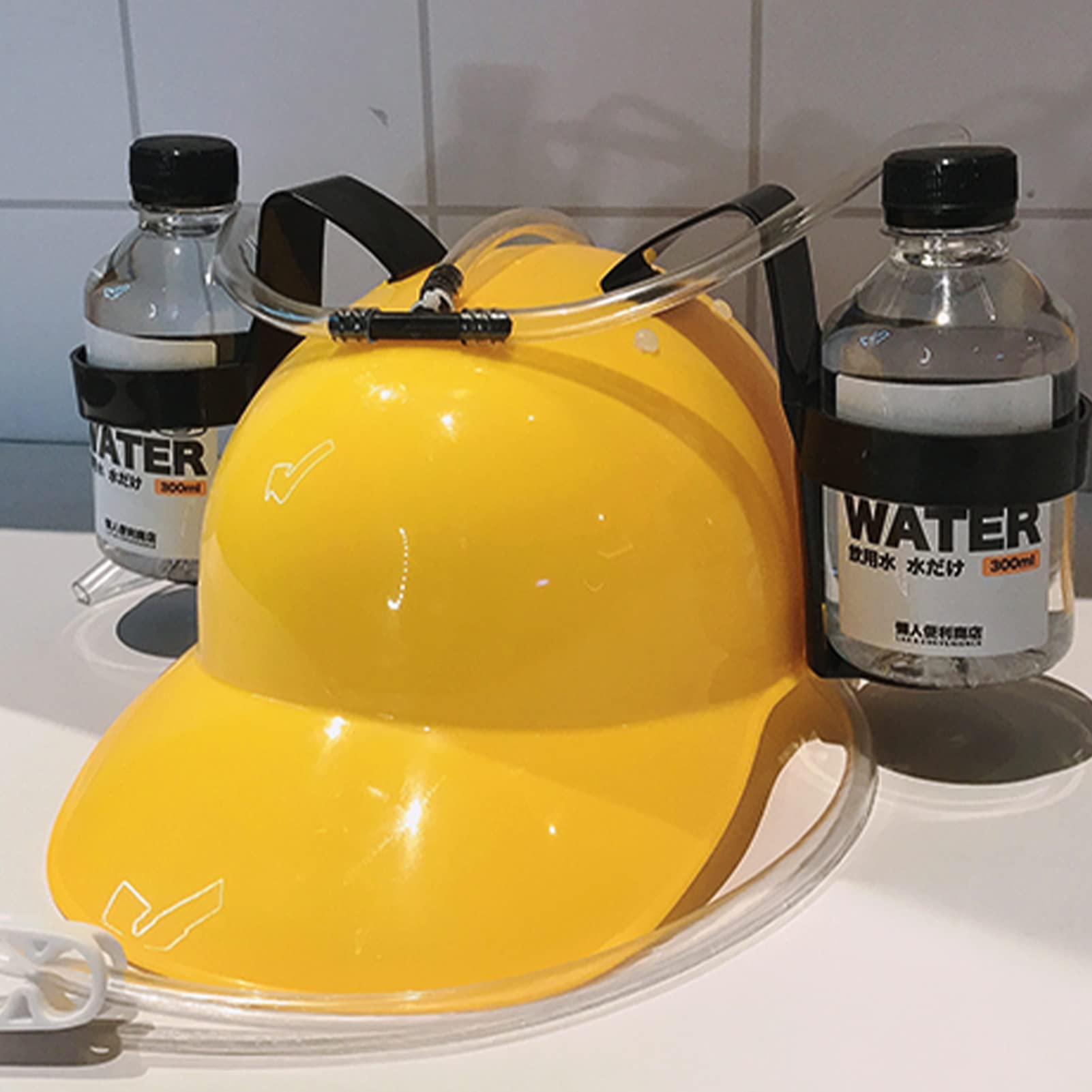 Jauhmui Casco da birra, per feste e birra, con tubo, porta bevande con 2 contenitori e tubo per bevande, ideale come regalo per feste di carnevale, divertente da birra, unisex, per la festa del papà