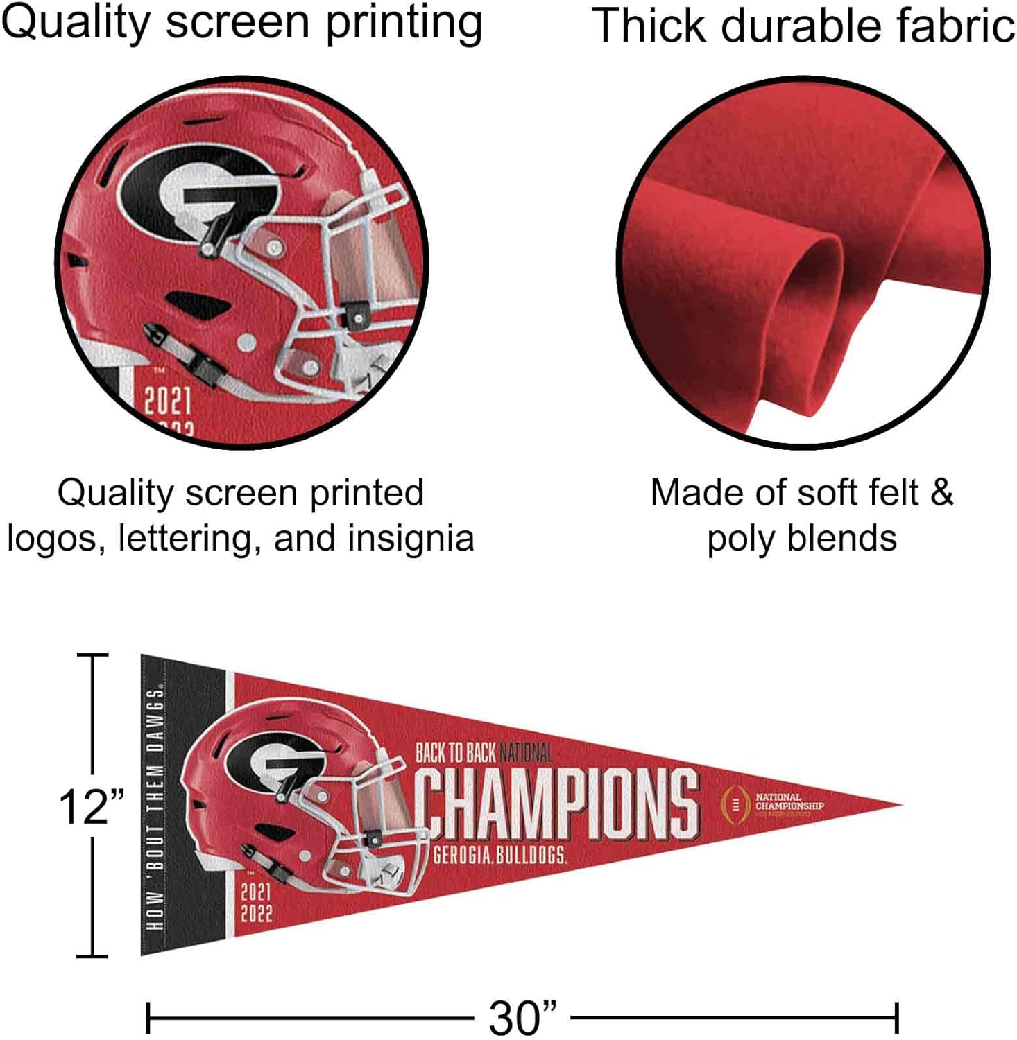 Georgia Bulldogs Pennant 2022 CFP Football National Champions Banner