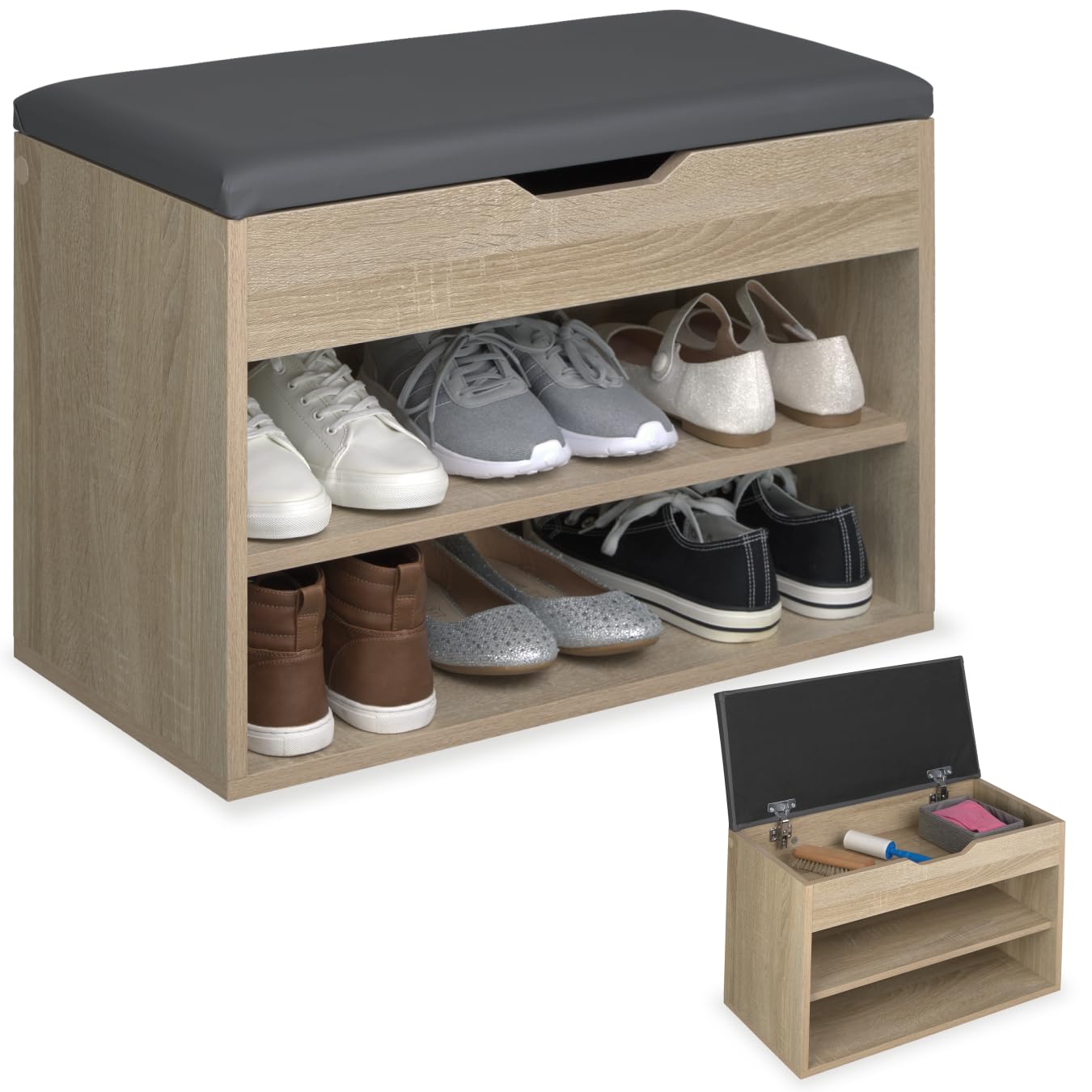 TecTake® Meuble Chaussures Meuble de Rangement Moderne Meuble d'entrée pour Max. 6 Paires 60x30x43,5 cm, Rangement Chaussures Gain de Place idéal Entrée, Chambre, Dressing Rangement Chaussure