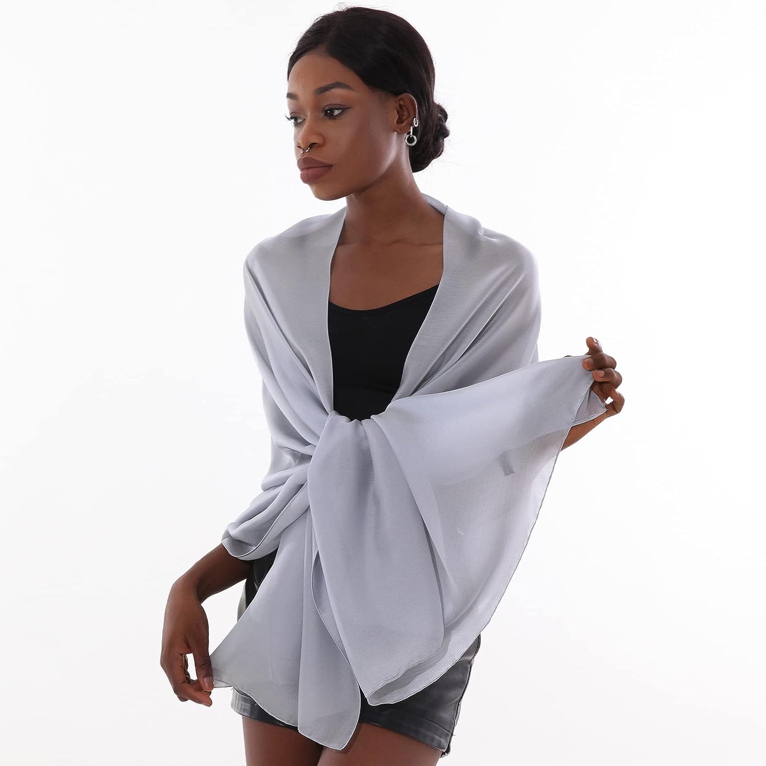 Womens Scarf Pashmina Shawls and Wraps for Evening Dresses Like Chiffon Silk Scarf for Bridal Wedding - Image 4