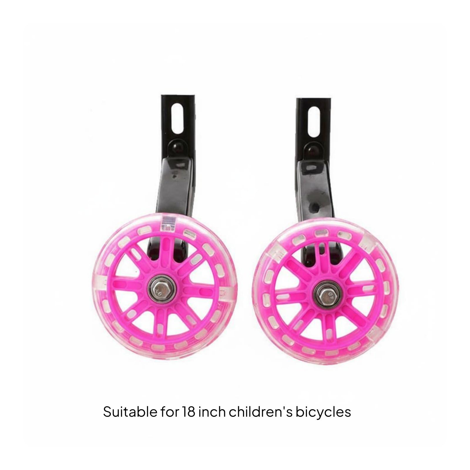 2 Piezas Ruedas Estabilizadoras con Luz LED Antideslizantes Ruedines de Bicicleta Silenciosas para Principiantes, Rosa, 18 Pulgadas