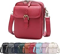 Vista 12 de Bolso bandolera de cuero, bolso mensajero de doble capa de gran capacidad, de cuero sintético retro con monedero incorporado, bolsa antirrobo Marrón