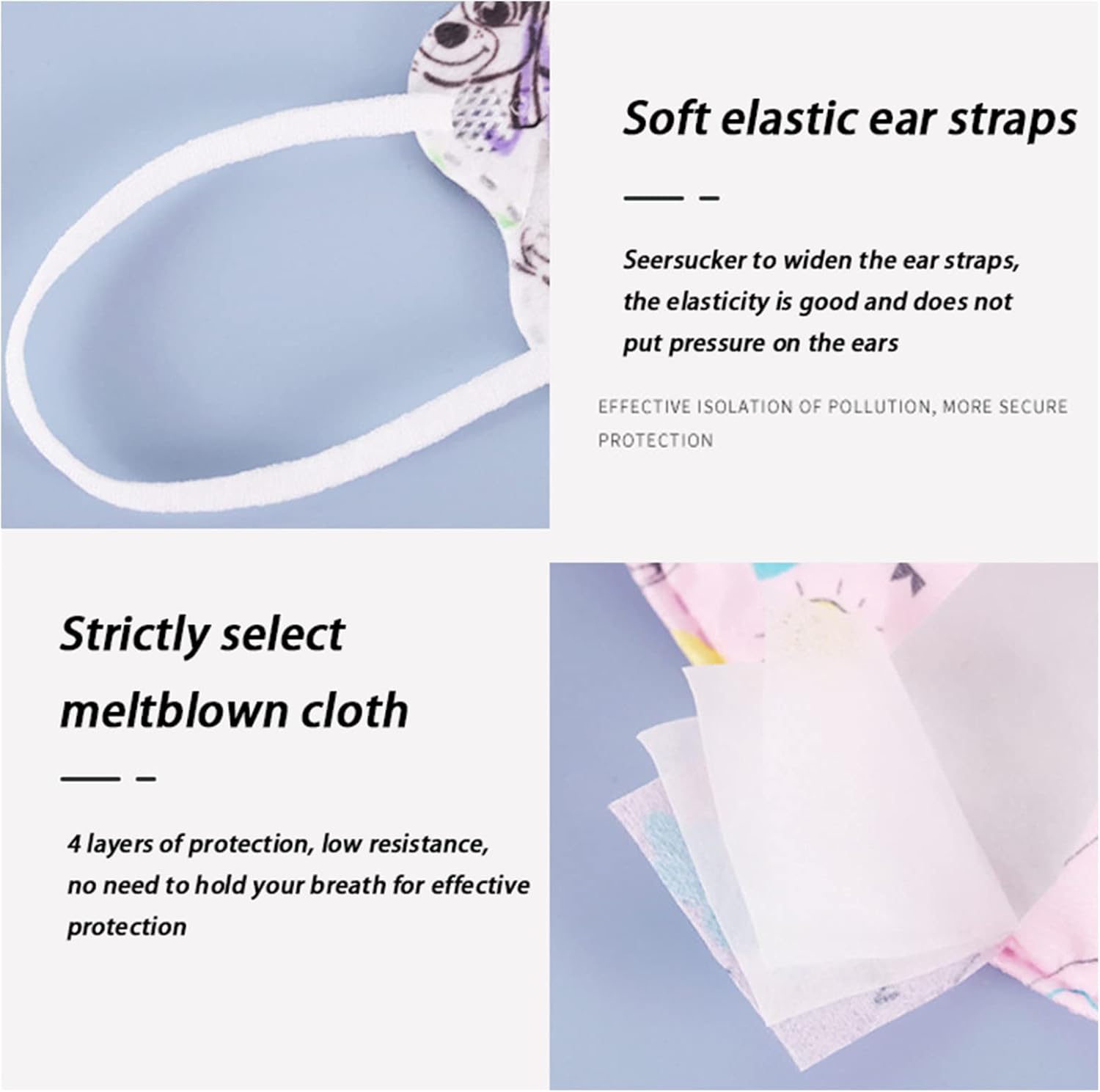 50/100pcs Kids Disposable Face Mask Unicorn Christmas Masks For Children Boys Girls Protective Breathable Cartoon Mask : Toys & Games