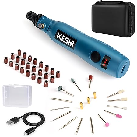 KeShi Cordless Rotary Tool, Upgraded 3.7V USB Rechargeable Rotary Tool Kit with 42pcs Accessories, 3-Speed Multi-Purpose Mini Power Tool for Sanding, Drilling, Polishing, Engraving, DIY Projects