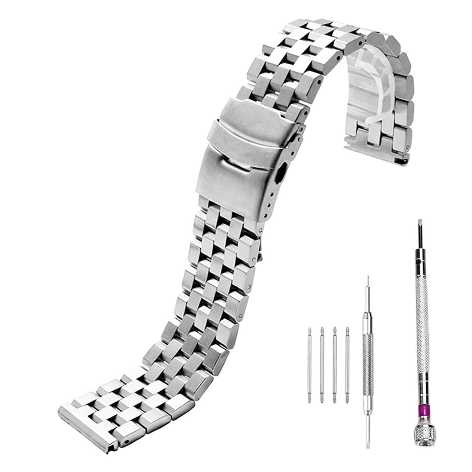HMFANG Bracelet De Montre en Métal Bracelet en Acier Inoxydable Sangles Vis De Remplacement Lien 20mm/22mm/24mm/26mm