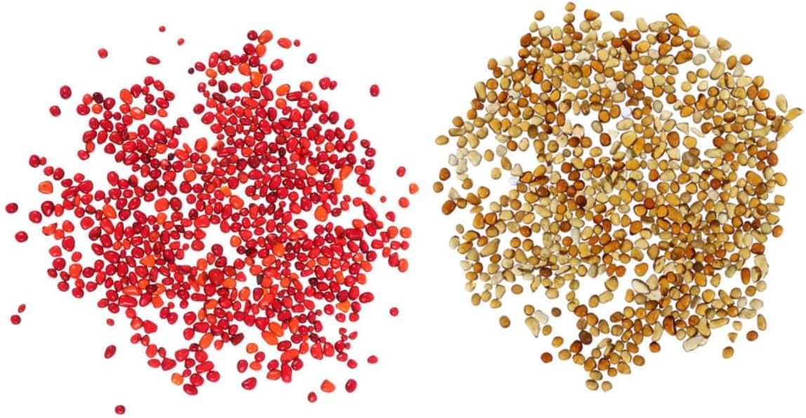 Angoily Fish Tank Gravel Aquarium Gravel Decor 2-Set Bulk Red and Amber 500g for Aquarium Landscaping and Fish Tank Substrate