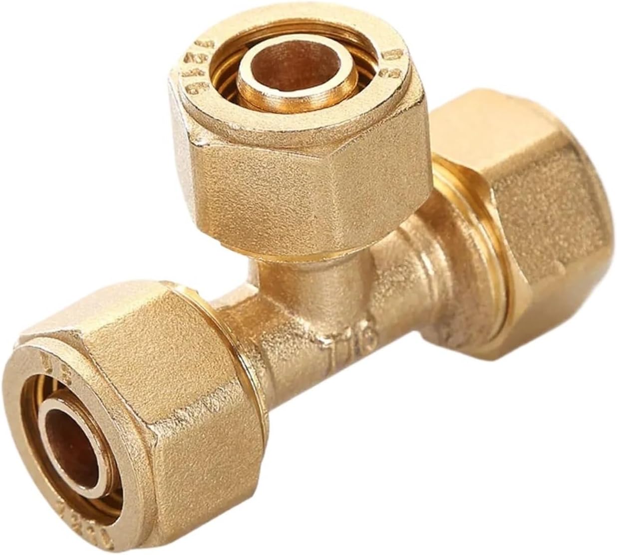 Brass Compression Tee Pex 1216/1418/1620/2025/2632 Pipe Fitting Equal Reduced Aluminum Plastic Fittings For Floor Heating(2632)