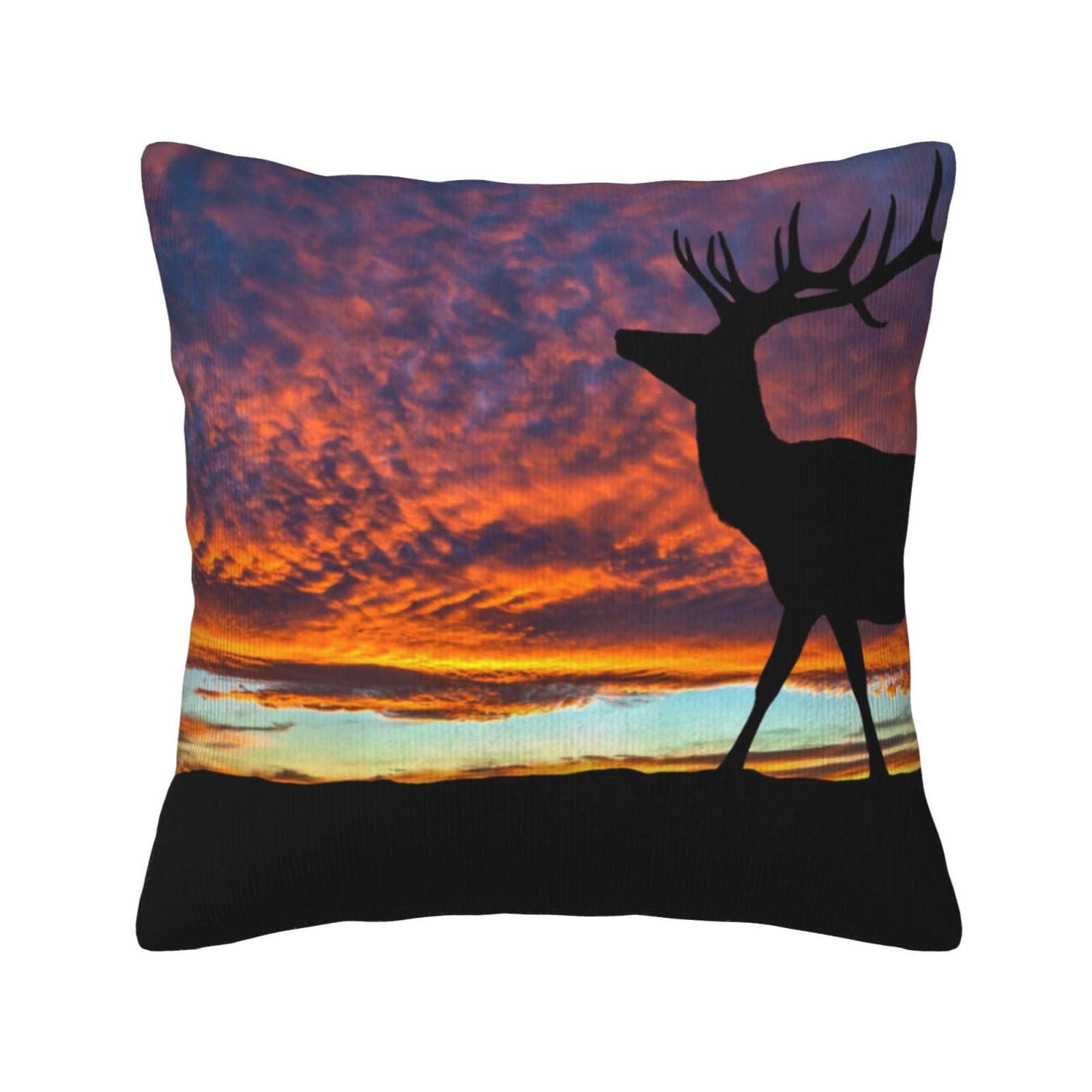 Housse de coussin élan et coucher de soleil pour un canapé cocooning