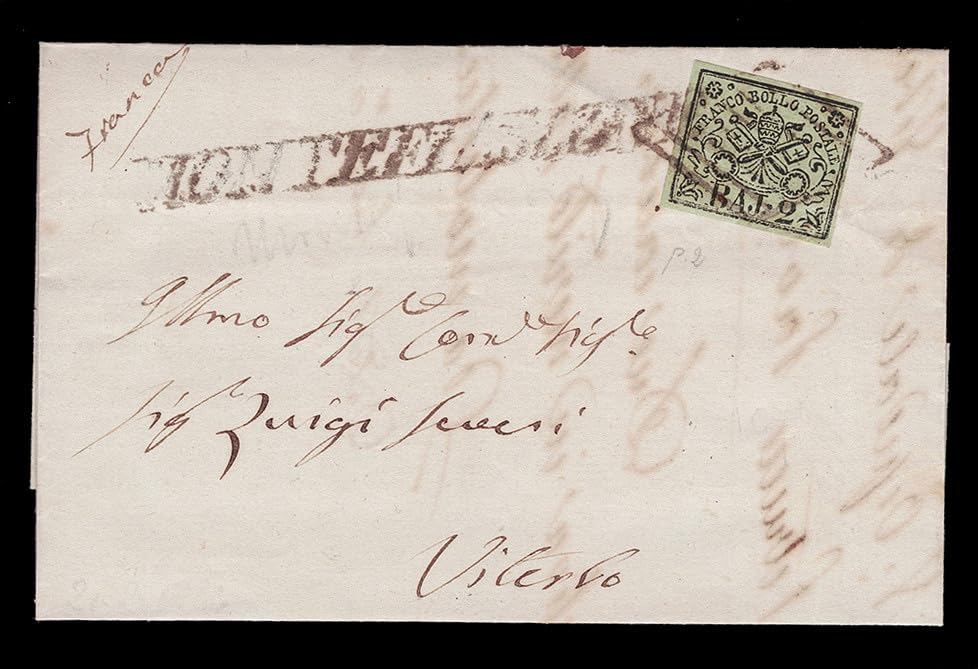 Carta postal antigua 1864 Lettera da Montefiascone a Viterbo de 2 Bajocchi SAS.3