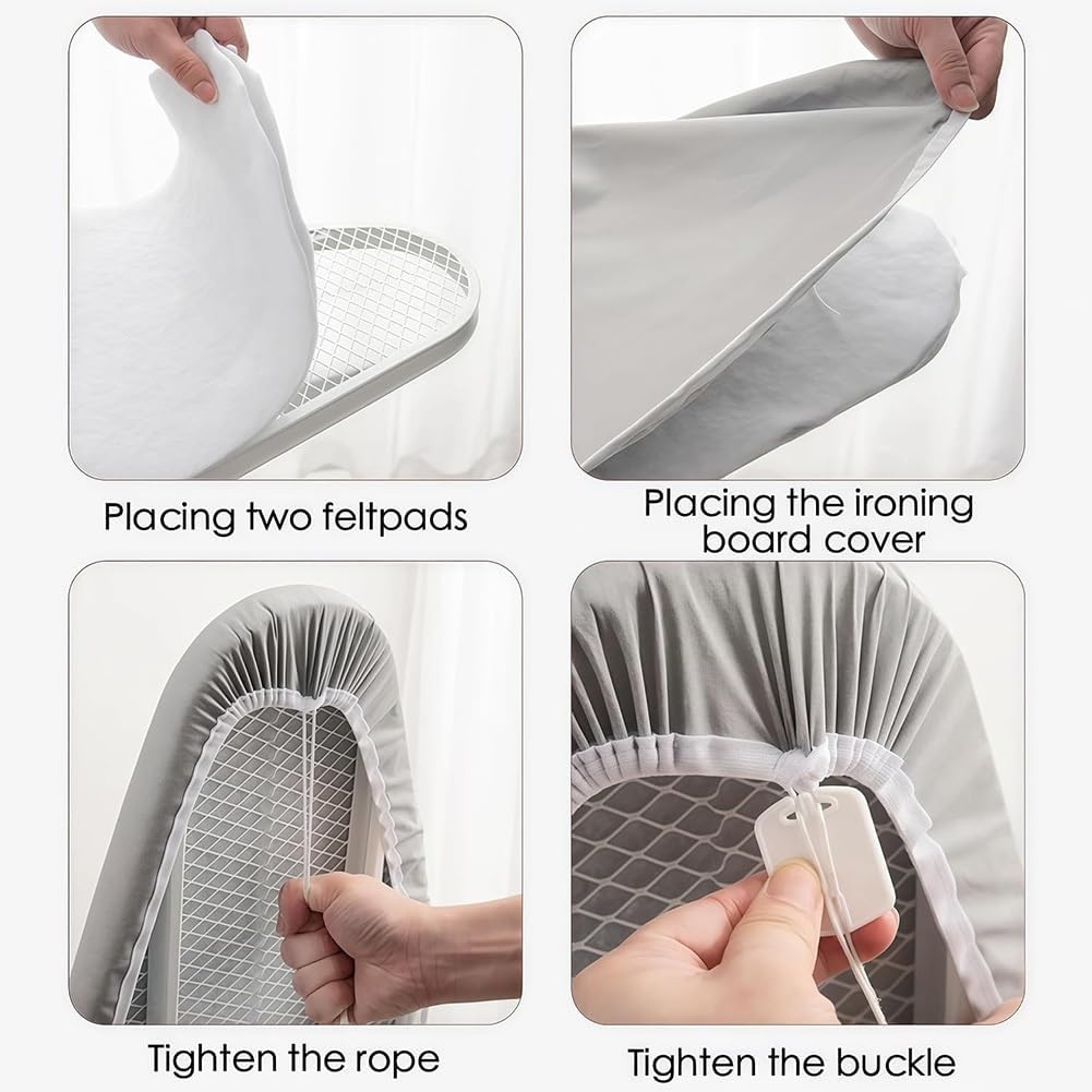 Replacement Ironing Board Cover and Pad, Resists Scorching and Staining Iron Board Cover with 2 Layer Padding, Drawstring Tightening(130 L x 50 cm W(51x20in ))