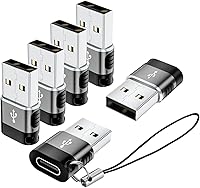 Vista 10 de Paquete de 6 adaptadores USB A a USB C, adaptador USB tipo C, adaptador C hembra a A macho de carga de datos para iPhone 16, 15, 14, MacBook, Gris