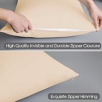 Vista 5 de Juego de 2 protectores de almohada de algodón egipcio 100%, tejido satinado de 400 hilos, protectores de almohada estilo cremallera de fácil cuidado