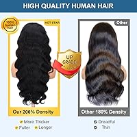 Vista 8 de HOT STAR 13x6 Pelucas de encaje frontal ondulado, 100% cabello humano real [vida útil de 2 años], pelucas de encaje frontal de cabello humano HD
