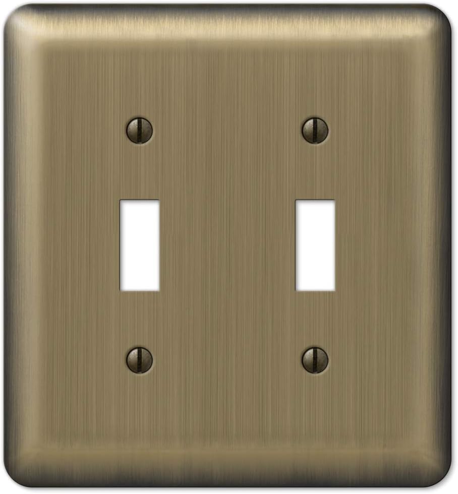 Amerelle 154TT Devon Wallplate, 2 Toggle, Steel, Brushed Brass, 1-Pack