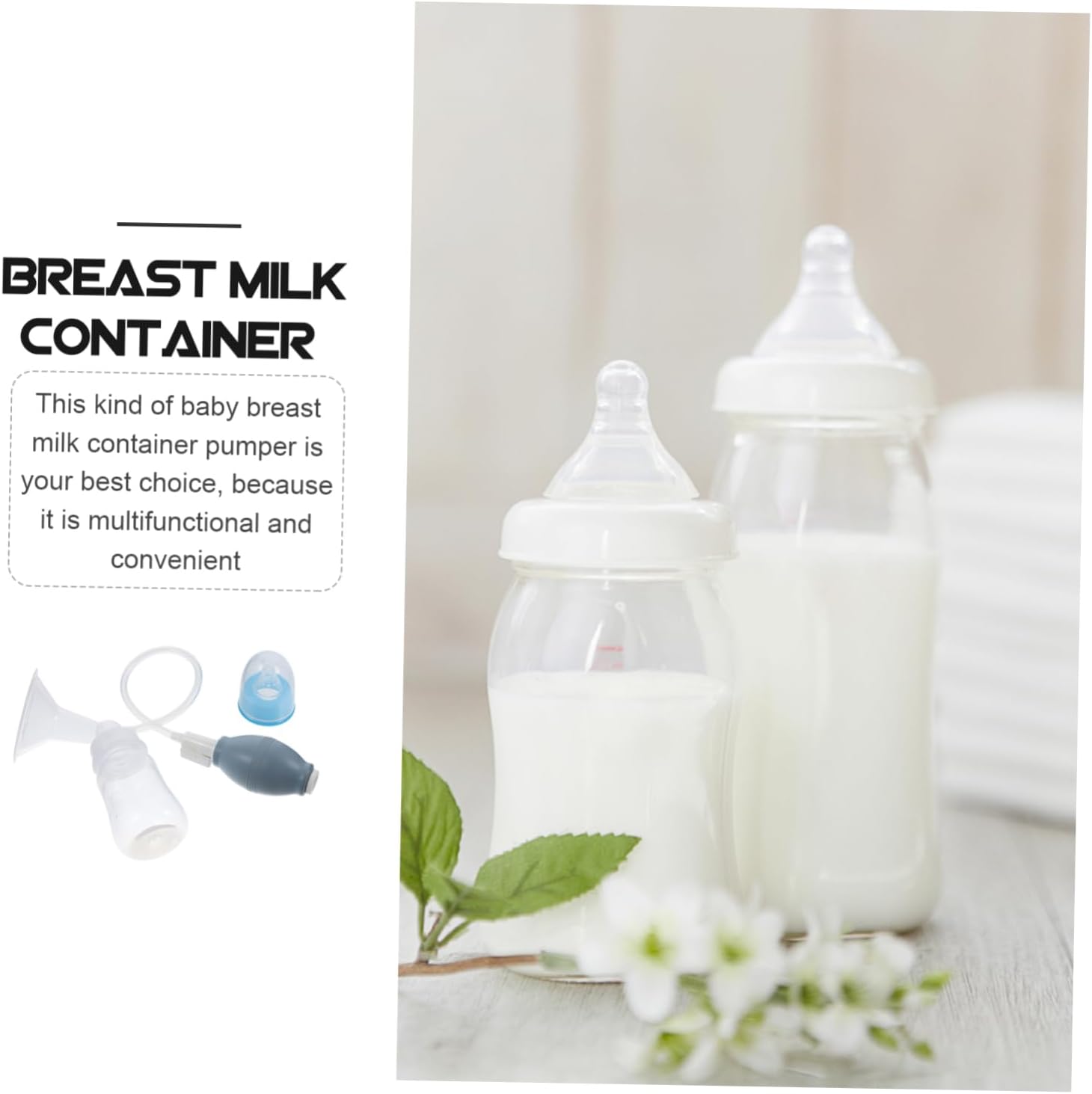 Manual Breast Milk Pump Ergonomic Food Grade Silicone Breastfeeding with Milk Storage Bottle Compact and Comfortable Suction for Indoor and Outdoor Use