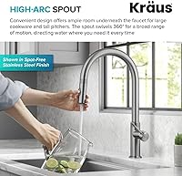 Vista 8 de Kraus Oletto - Grifo de cocina moderno con un solo mango, extraíble, color negro mate, KPF-2654MB