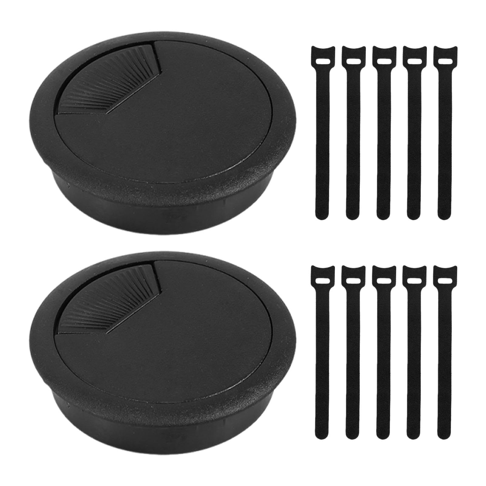 2 Pcs 60mm Desk Grommets, Round Desk Cable Hole Cover, Plastic Cable Wire Grommet, Worktop Cables Tidy Hole for Management Office Computer Wires