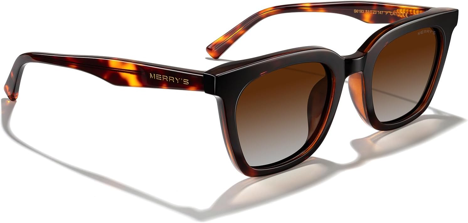 MERRY'S Modern Men Women Acetate Square Polarized UV400 Sunglasses S6193