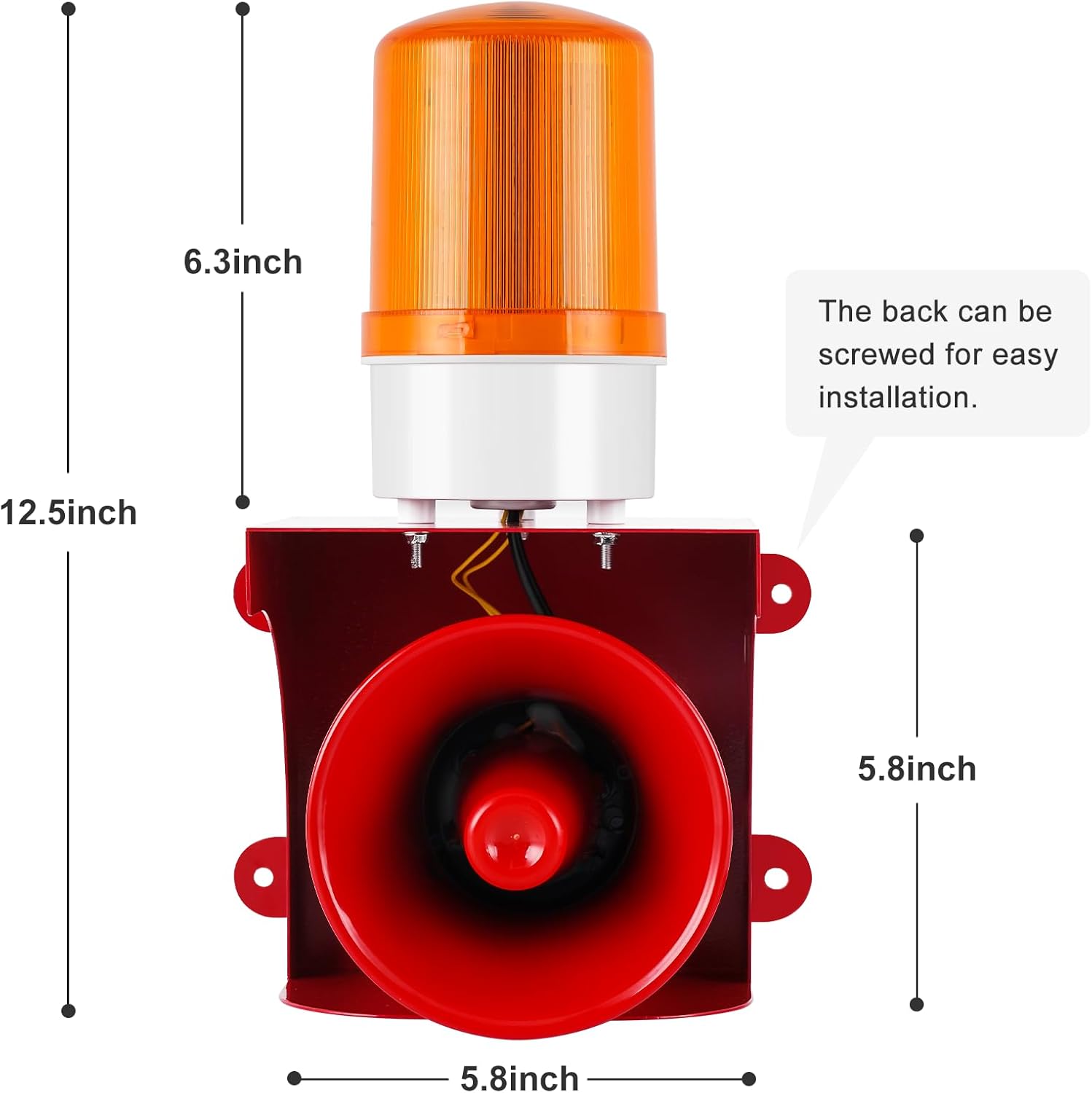 120dB Industrial Siren Alarm, IP55 Outdoor Sound and Light Alarm, Waterproof Siren with Light for Office, Home, Factory, Warehouse, Intruders, Emergency(110V)