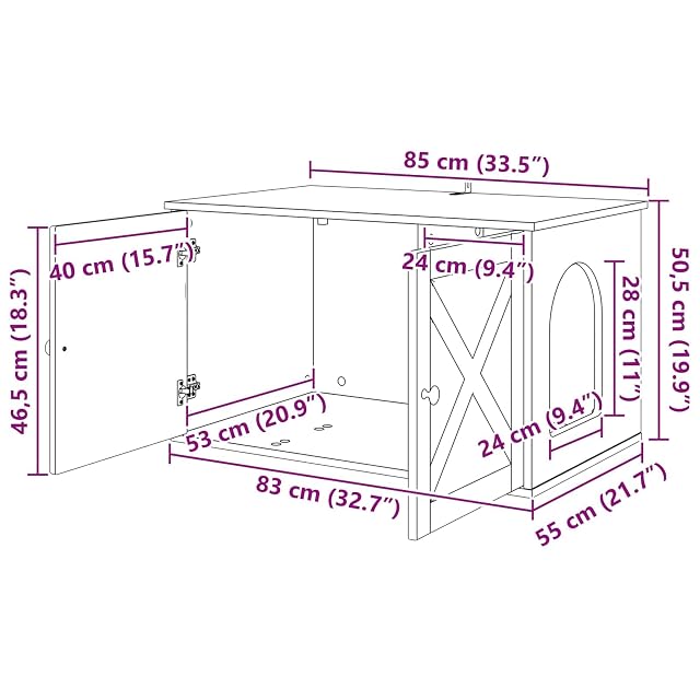 Foto 3 de 8 de vidaXL Casa para Gatos Madera Envejecida 85 x 55 x 50,5 cm
