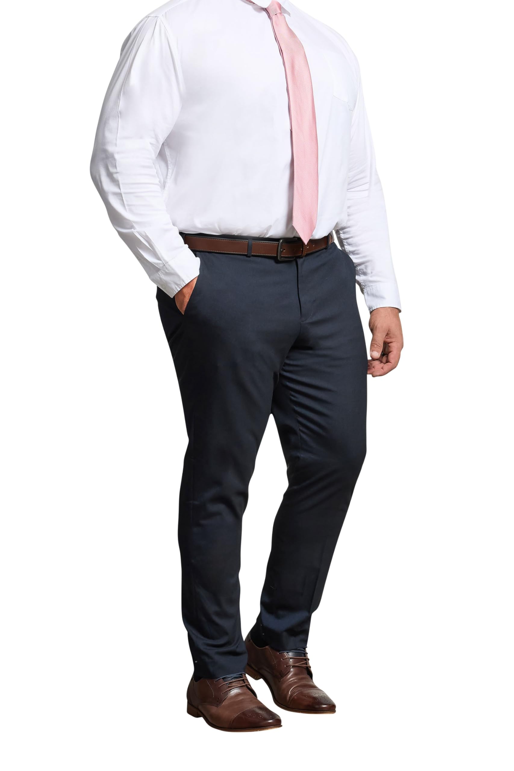 Badrhino Men's Navy Tailoring Big & Tall Plain Suit Trousers - Plus Size Curve