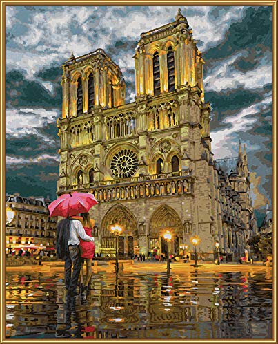 Peinture acrylique Notre Dame Schipper sur véritable structure lin