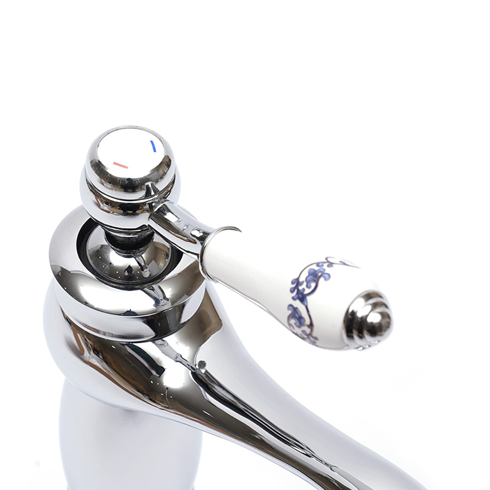 Retro armatura umywalkowa jednouchwytowa umywalka armatura armatura antyczny mosiądz bateria mieszakowa Faucet z 2 wężami przyłączeniowymi do łazienki, kuchni, srebrna