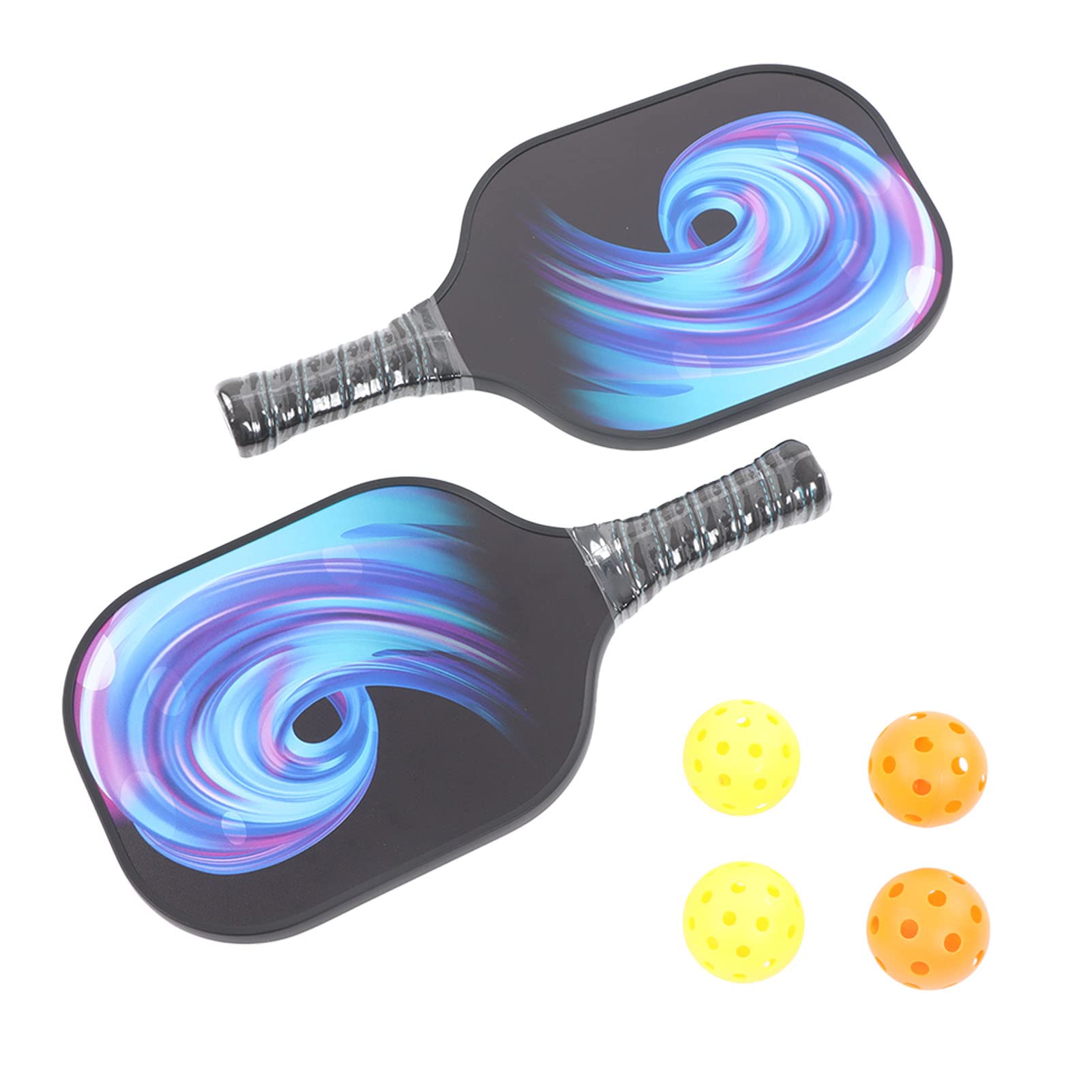Set de Palas de Pickleball, Set de Raquetas de Pickleball con 2 Raquetas y 4 Pelotas, Palas Ligeras de Fibra de Vidrio con empuñadura ergonómica para competición y Entrenamiento en