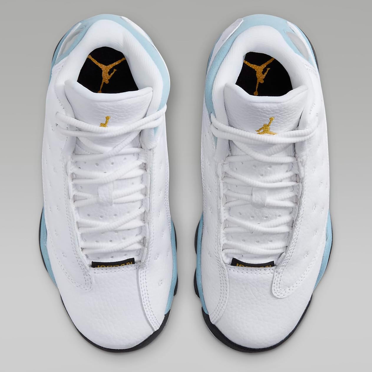 NIKE Jordan 13 Retro Little Kids' Shoes (DJ3005-170, White/Blue Grey/Black/Yellow Ochre) Size 2