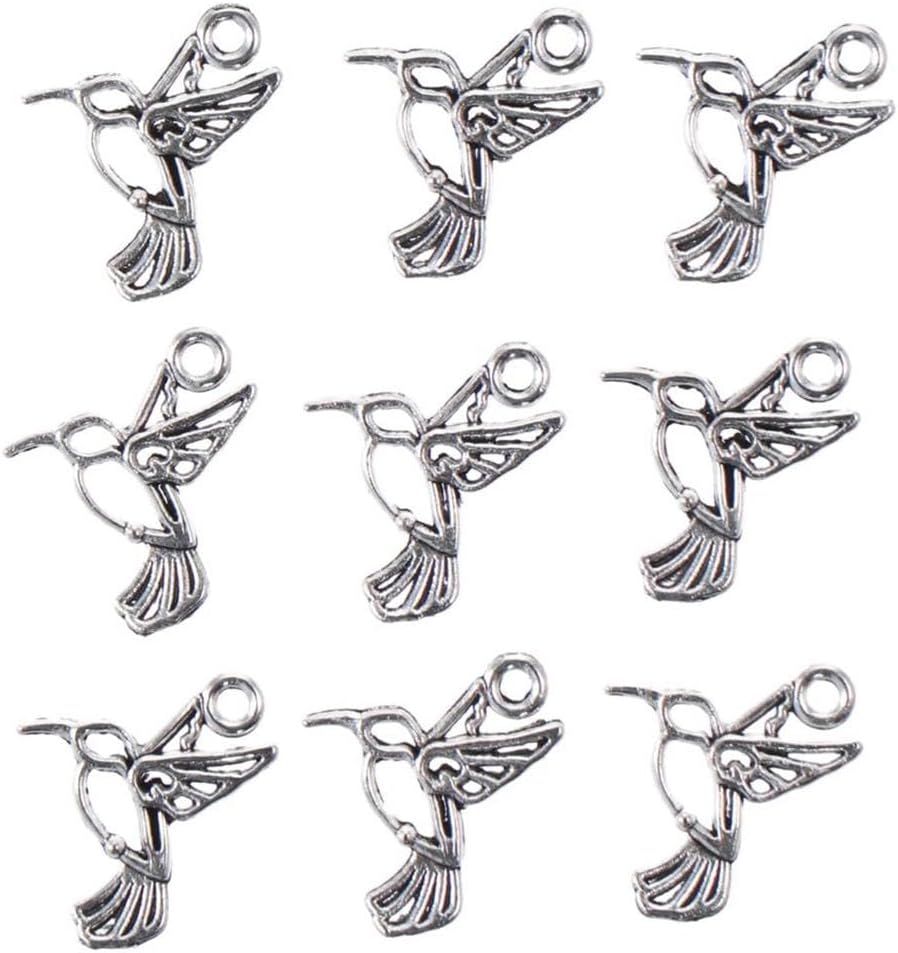 100Pcs Silver Small Hummingbird Pendant Charms for DIY Jewelry Making - Image 6