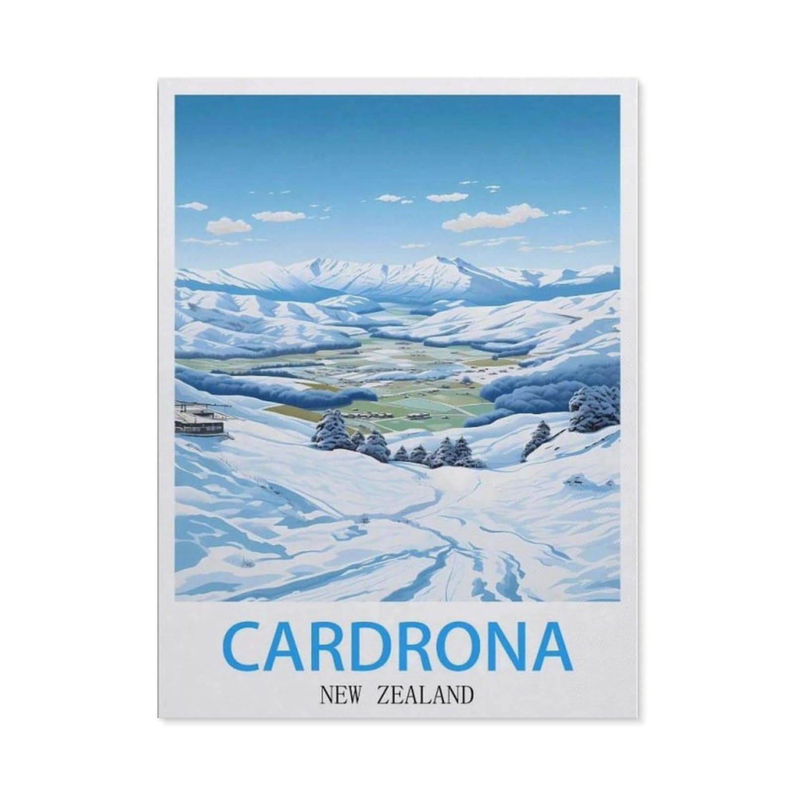 Beayodkp （40 X 50 Cm/15.74 X 19.68 Inches） Cardrona New Zealand Vintage Travel Posters，5D Diy Diamond Painting Full Round Drill Diamond Embroidery Cross Stitch Rhinestone Mosaic Paintings Art-Cd10