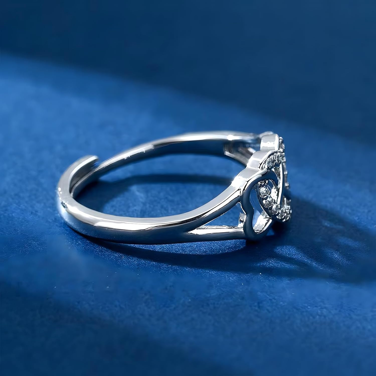 Heart Infinity Ring for Women 925 Silver Plated CZ Celtic Knot Band Wedding Ring - Image 6