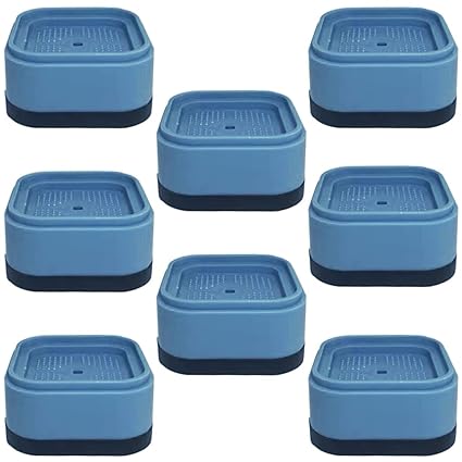 Dhvsam Anti Vibration Walking Slip Noise Shock Reducing Rubber Grip Washing Machine Washer Dryer Support Stabilizer Absorbing Mat and Floor Protector Feet Pads Pedestals (Pack of 8)