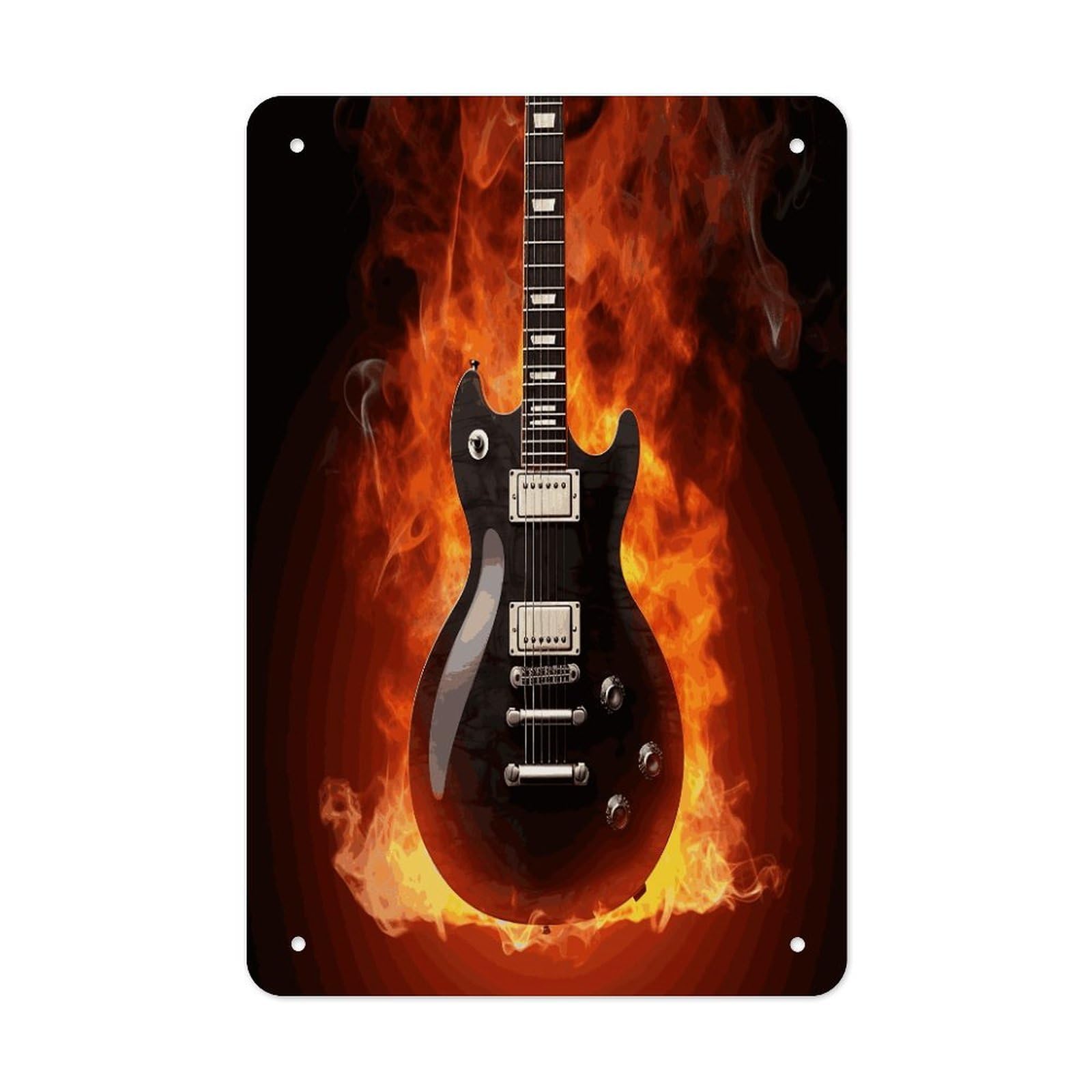 LDGSUPH Rock Guitar Wall Art Prints Folded Edge Iron Sheet Painting with Holes for Wall Prints Decorative Picture Metal Signboard Decor Painting for Outdoor Indoor Wall Decor