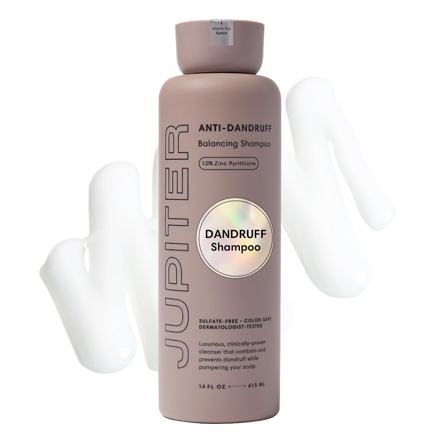 Jupiter Anti Dandruff Shampoo, for Women & Men, Physician-Formulated for Flaky, Itchy, Oily, Dry Scalp, Vegan, Sulfate-Free, Color-Safe, & Paraben-Free, Anti-Dandruff Shampoo with Zinc, 14 fl oz