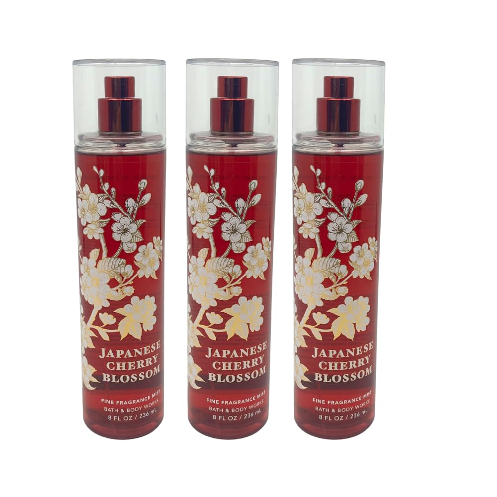 Bath & Body Works JAPANESE CHERRY BLOSSOM Fine Fragrance Mist Gift Set with a Red Bow for Holiday & Gifts - Pack of 3 - Image 3
