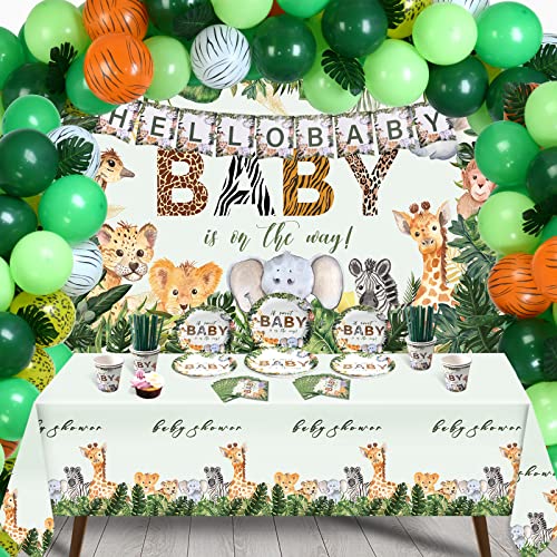 Styirl Baby Shower Decorations for Boy Safari Baby Shower Decor for Boy and Girl Baby Shower Favors With Green Balloon Arch