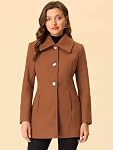 Allegra K Turn-Down Collar Single Breasted Slant Pockets Swing Outwear Hiver Coat pour femme