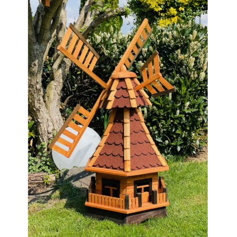 Mulino a vento decorativo da giardino in legno con cuscinetti a sfera, marrone, dimensioni (rosso, XXL)