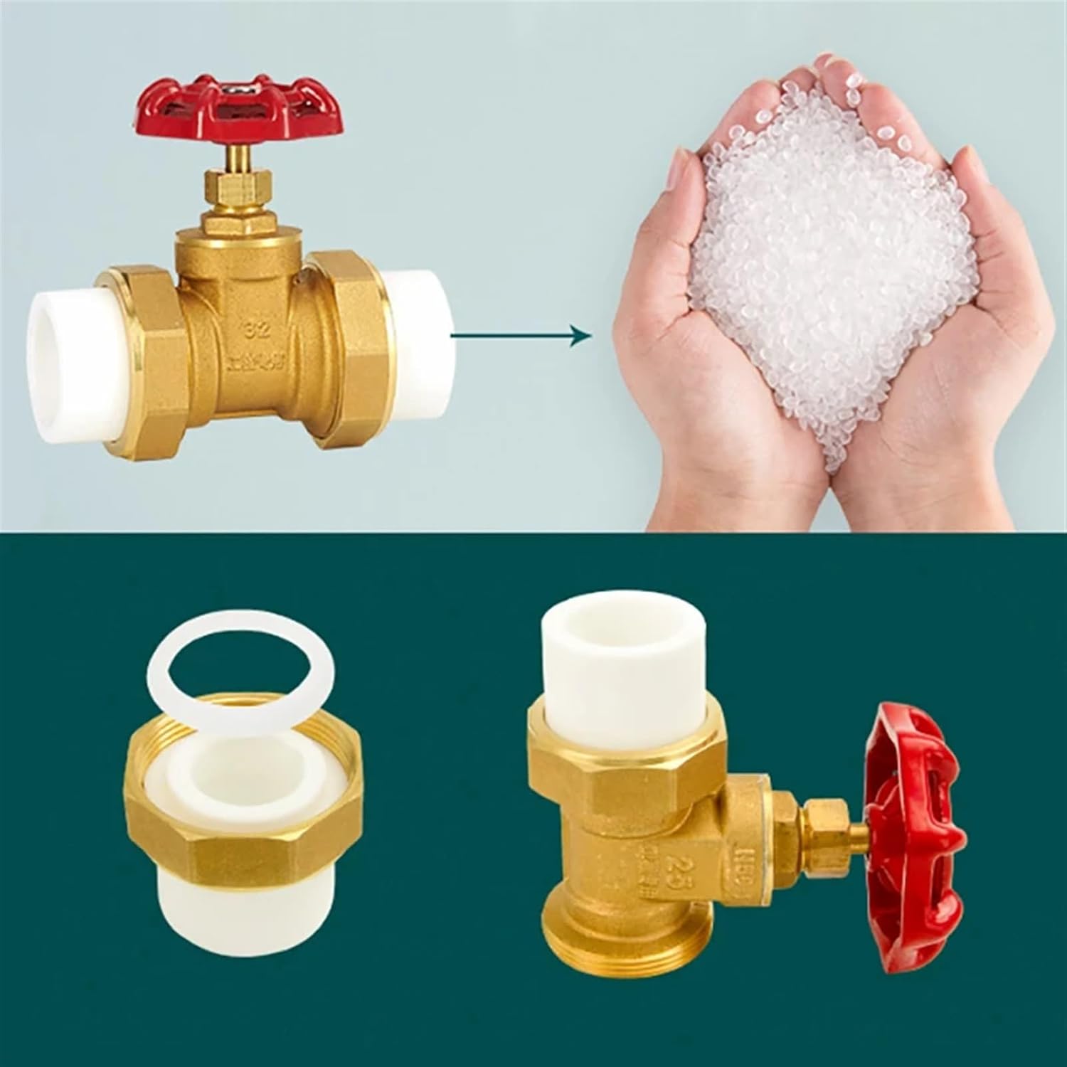 Gate Valve Double Movable Connector Brass PPR20 25 32 40 50 63 Water Switch Valves(PPR20)