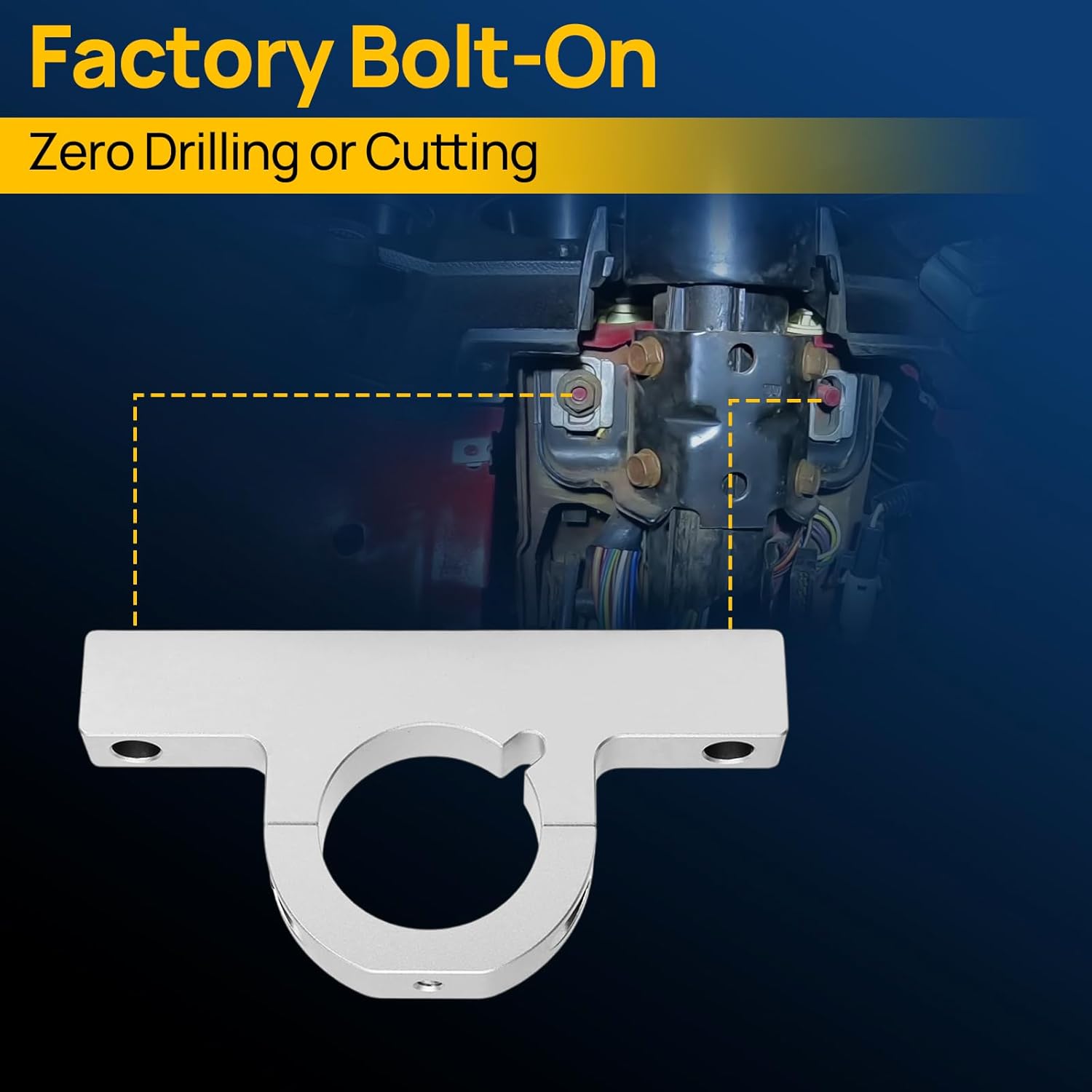 for 73-87 Chevy C10 Squarebody 2" Aftermarket Steering Column Adapter, Billet Aluminum Mount for C20 C30 K5 Suburban, Replace Factory Column with Universal 2" Columns – No Mods Required